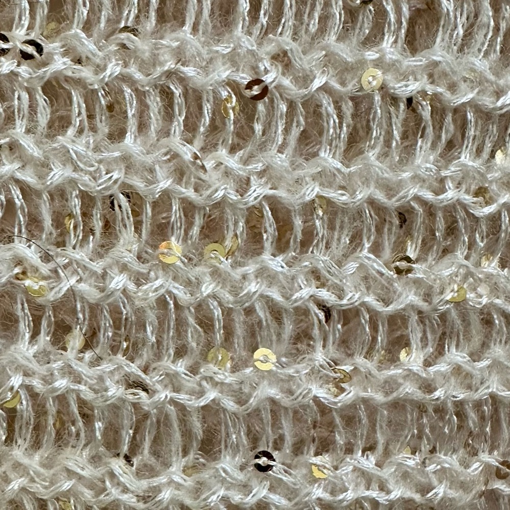 Ann Taylor Cream Sheer Knit Sweater w/ Gold Embellishments in Women’s Medium - Picture 5 of 8